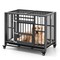 Foldable Heavy-Duty Metal Dog Cage Chew-proof Dog Crate with Lockable Universal Wheels - 37" x 23" x 30" (L x W x H)